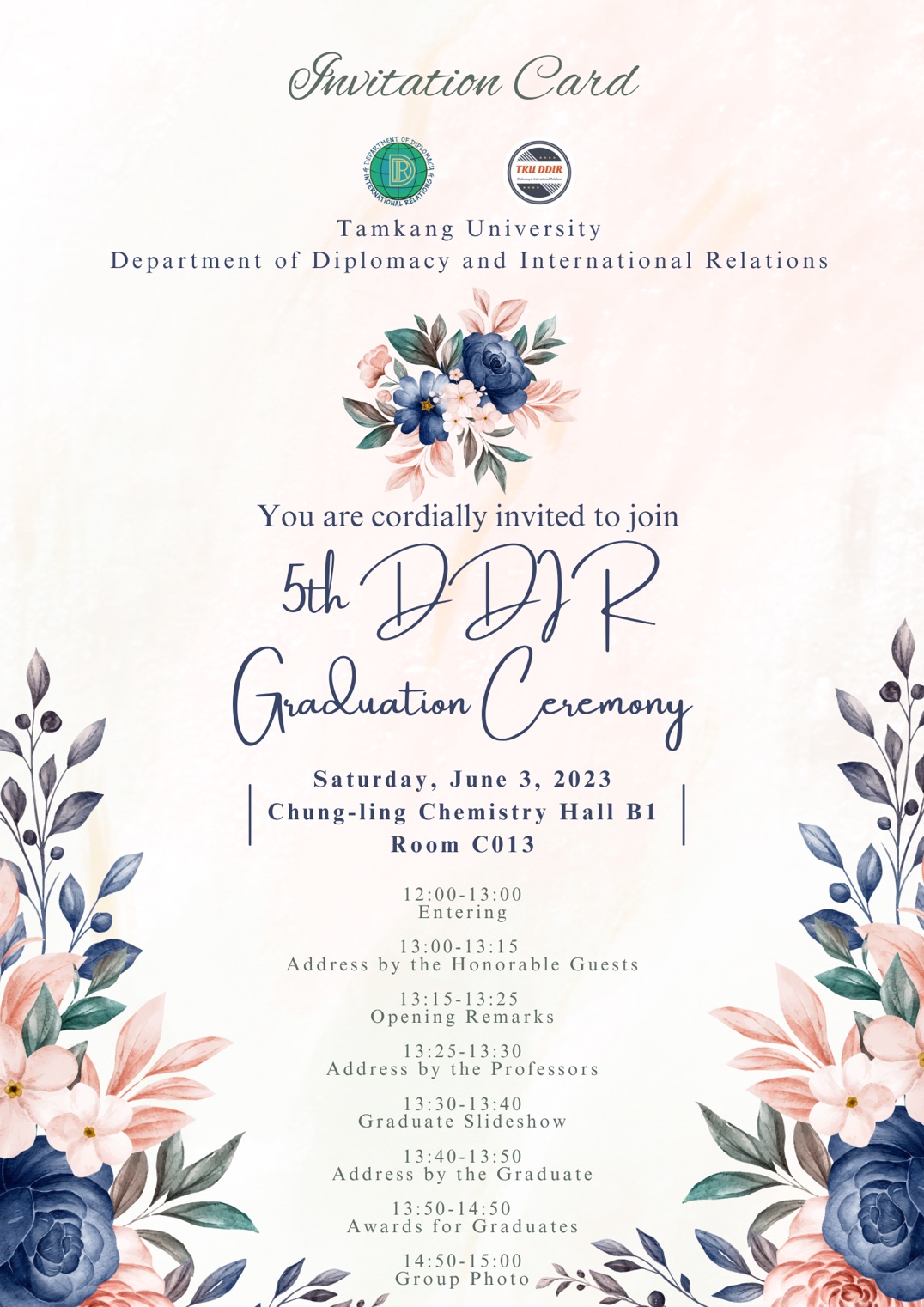 5th DDIR Graduation Ceremony Invitation Card, 3rd of June, 2023